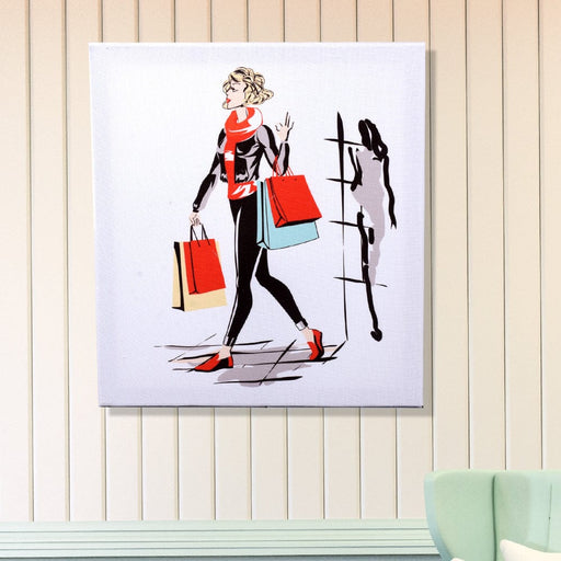 Havalı Kadınlar Lady Shopping Kanvas Tablo 40 x 45 cm Bonvagon