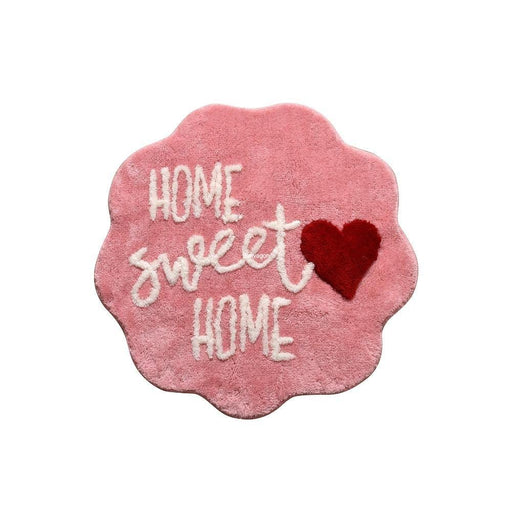Home Sweet Home Pink 90x90cm Akrilik Banyo Halısı, Kaymaz Taban, Yıkanabilir Bonvagon