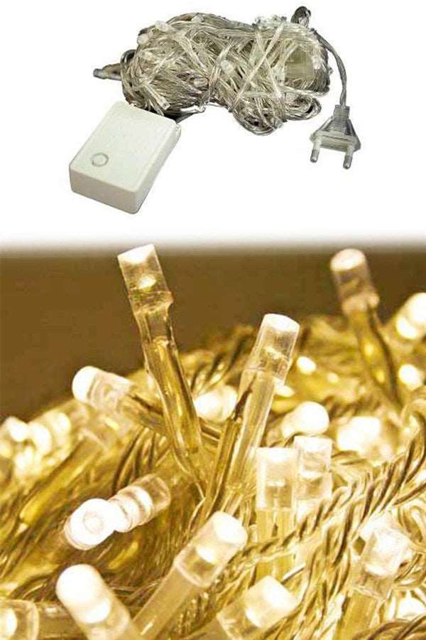 10 Metre 100 Ledli 8 Fonksiyonlu Dekoratif Lambader Sarı Lamba Bonvagon