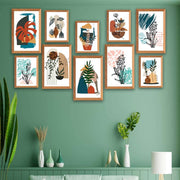 10 Parça Bohem Tarzında Ahşap Çerçeve Görünümlü Uv Baskı Mdf Ahşap Tablo Seti Bonvagon