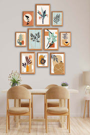 10 Parça Bohem Tarzında Sanatsal (Ahşap Çerçeve Görünümlü) Uv Baskı Mdf Tablo Seti Bonvagon