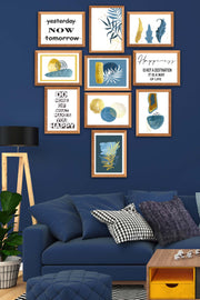 10 Parça Yazı Ve Bohem Tarzda (Ahşap Çerçeve Görünümlü) Uv Baskı Tablo Seti Bonvagon