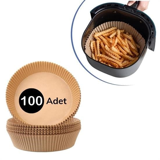  100 Adet Air Fryer Pişirme Kağıdı Tek Kullanımlık Yağlı Kağıdı Yuvarlak Tabak Model Bonvagon