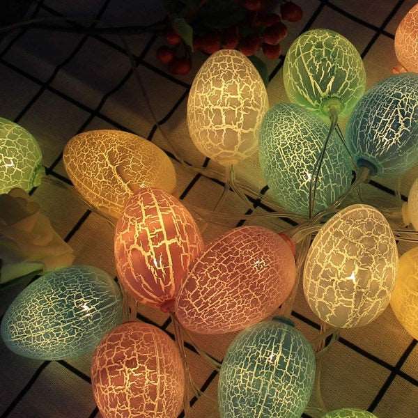 10lu Renkli Yumurta Şeklinde Dekoratif Dolama Led Aydınlatma Bonvagon
