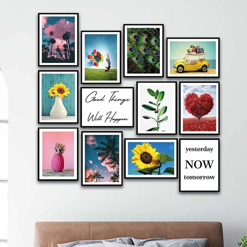 12 Parça Modern Tarzda Sanatsal Mdf Ahşap Tablo Seti Bonvagon