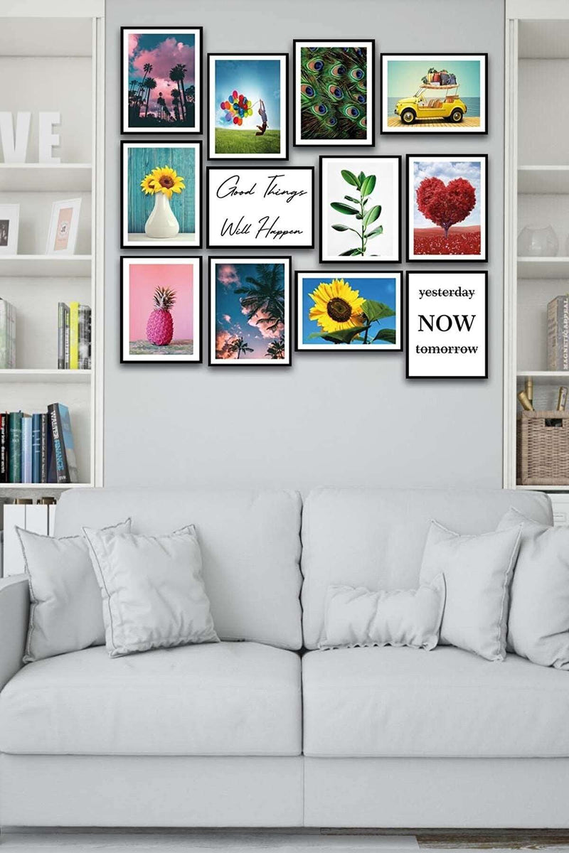 12 Parça Modern Tarzda Sanatsal Mdf Ahşap Tablo Seti Bonvagon