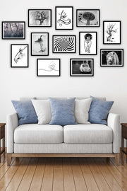 12 Parça Siyah Beyaz Çerçeve Görünümlü Tablo Seti Bonvagon