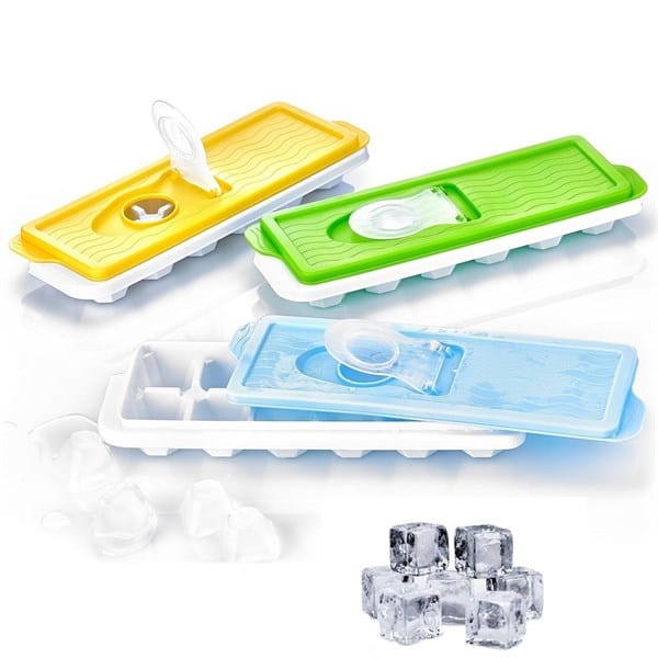 12li Kapaklı Yapışmaz Silikon Tabanlı Plastik Küp Buz Kalıbı Bonvagon