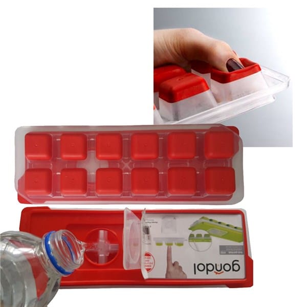 12li Kapaklı Yapışmaz Silikon Tabanlı Plastik Küp Buz Kalıbı Bonvagon