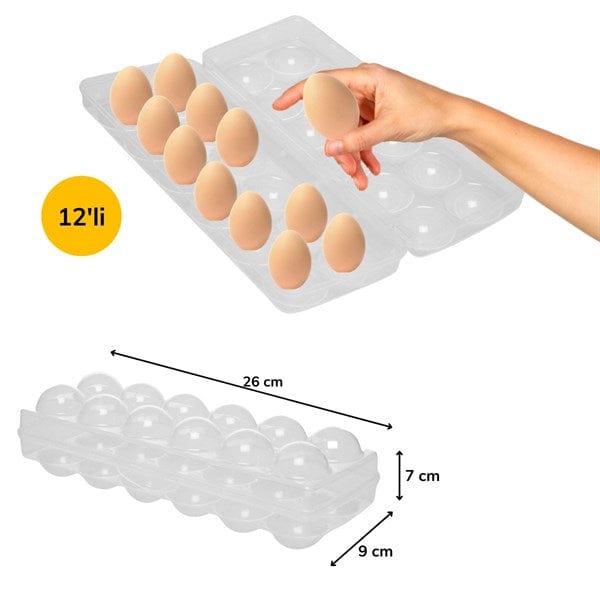 12li Şeffaf Kapaklı Kilitli Yumurta Saklama Kabı Kutusu Aparatı Bonvagon