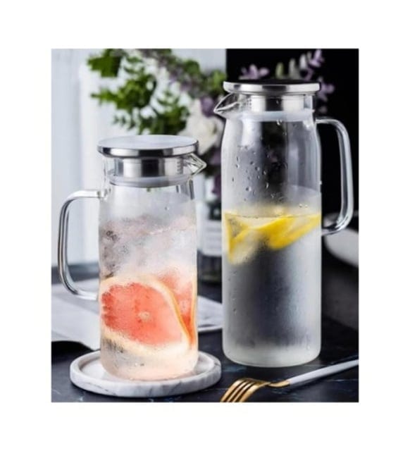 1500ml Borosilikat Cam Su Sürahisi - Metal Kapaklı ve Isıya Dayanıklı Bonvagon