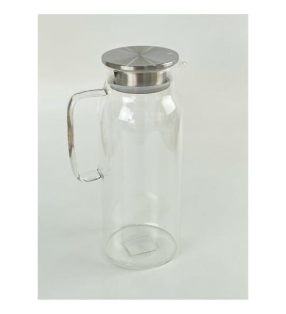 1500ml Borosilikat Cam Su Sürahisi - Metal Kapaklı ve Isıya Dayanıklı Bonvagon