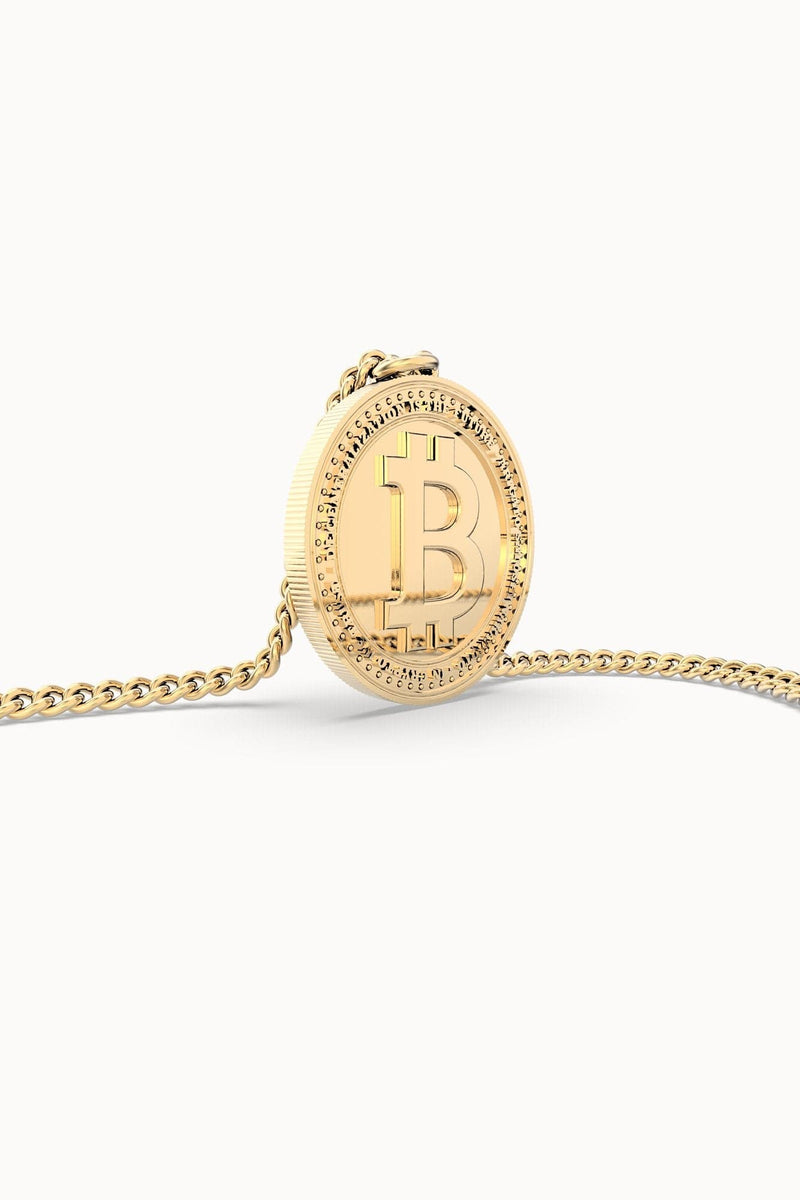 18 Ayar Altın Kaplama Bitcoin Ayarlanabilir Kolye 36-43cm