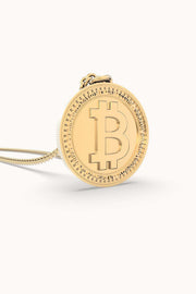 18 Ayar Altın Kaplama Bitcoin Ayarlanabilir Kolye 36-43cm