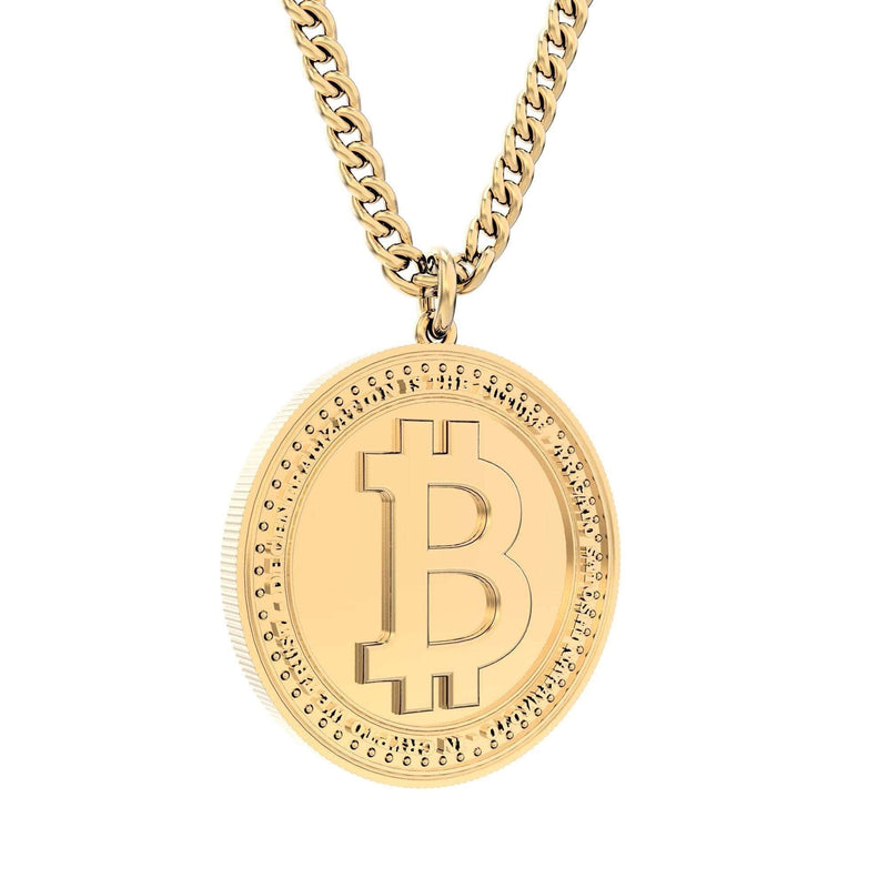 18 Ayar Altın Kaplama Bitcoin Ayarlanabilir Kolye 36-43cm