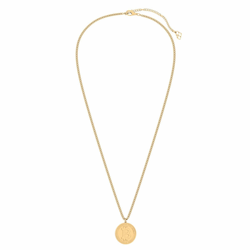 18 Ayar Altın Kaplama Bitcoin Ayarlanabilir Kolye 36-43cm Bonvagon
