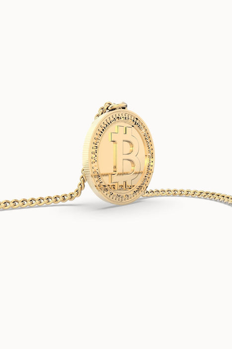 18 Ayar Altın Kaplama Bitcoin Ayarlanabilir Kolye 36-43cm Bonvagon