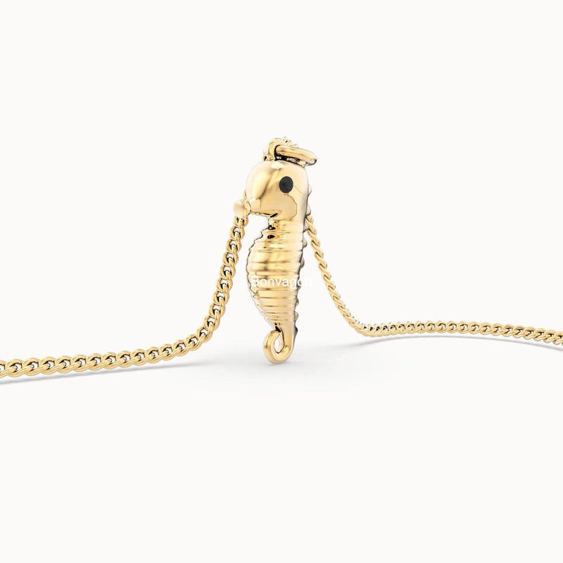 18 Ayar Altın Kaplama Denizatı Kolye 36-43cm Bonvagon