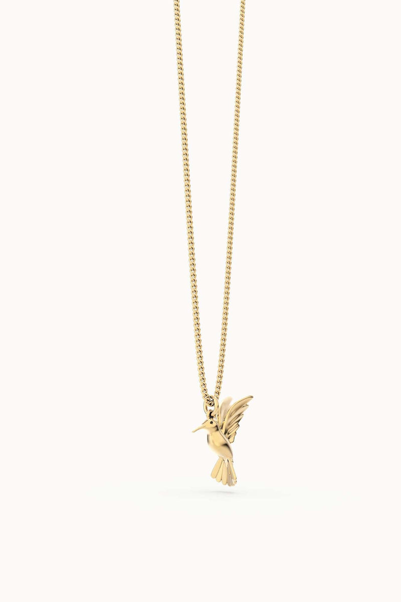 18 Ayar Altın Kaplama Humming Bird Kolye 36-43cm