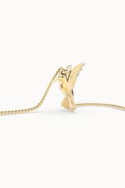 18 Ayar Altın Kaplama Humming Bird Kolye 36-43cm