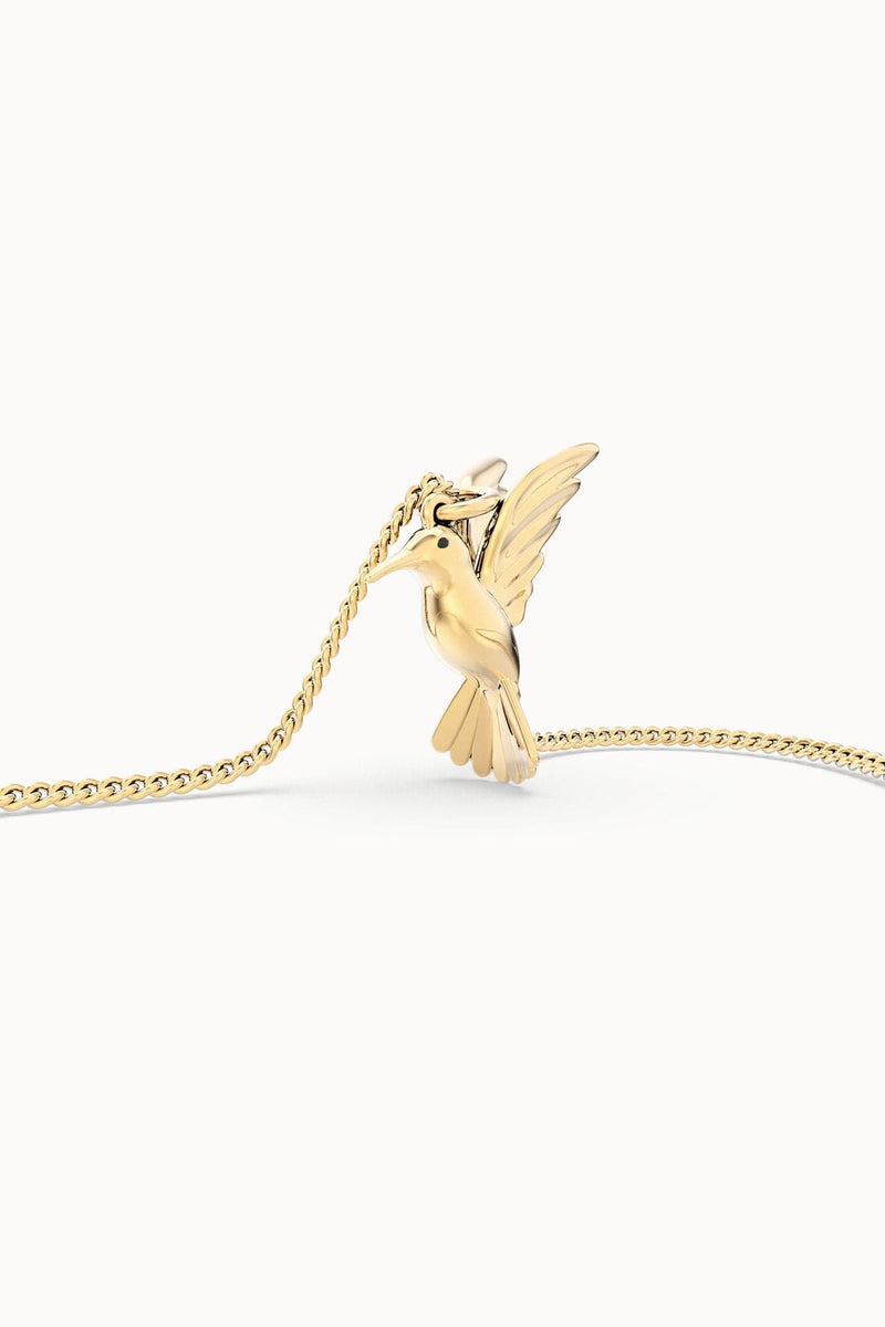 18 Ayar Altın Kaplama Humming Bird Kolye 36-43cm