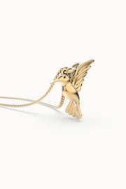 18 Ayar Altın Kaplama Humming Bird Kolye 36-43cm