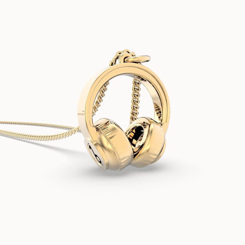 18 Ayar Altın Kaplama Kulaklık Kolye 36-43cm Bonvagon