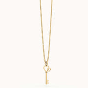 18 Ayar Altın Kaplama Love Key Kolye 36-43cm