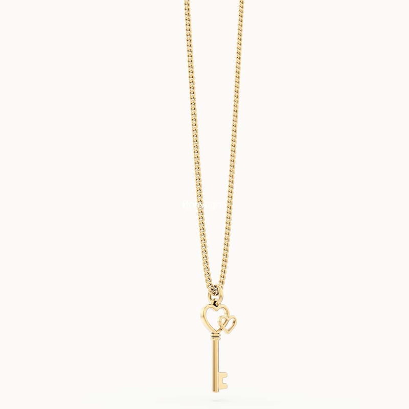 18 Ayar Altın Kaplama Love Key Kolye 36-43cm
