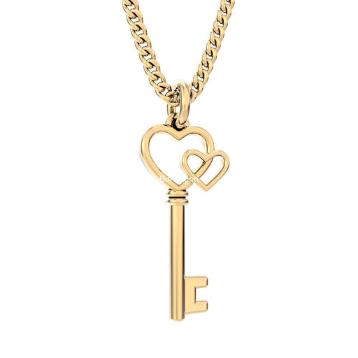 18 Ayar Altın Kaplama Love Key Kolye 36-43cm