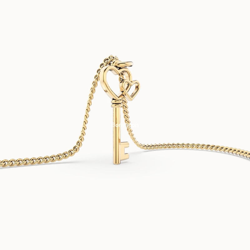 18 Ayar Altın Kaplama Love Key Kolye 36-43cm Bonvagon