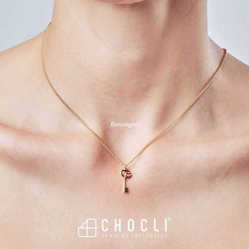 18 Ayar Altın Kaplama Love Key Kolye 36-43cm Bonvagon