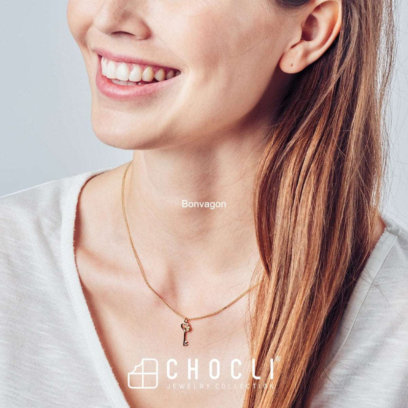 18 Ayar Altın Kaplama Love Key Kolye 36-43cm Bonvagon