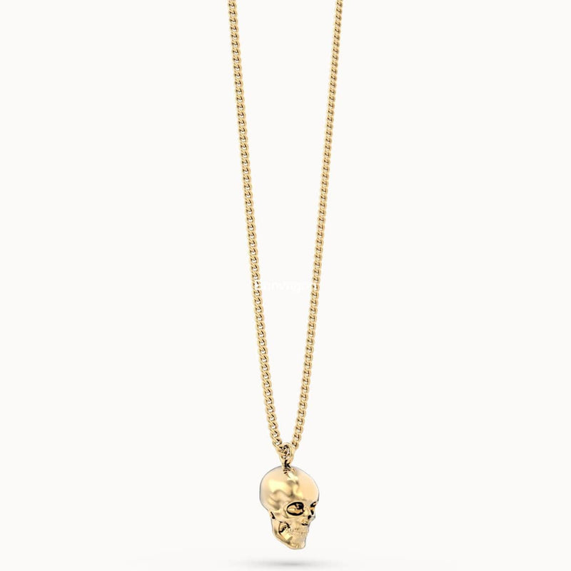 18 Ayar Altın Kaplama Skull Kolye 36-43cm