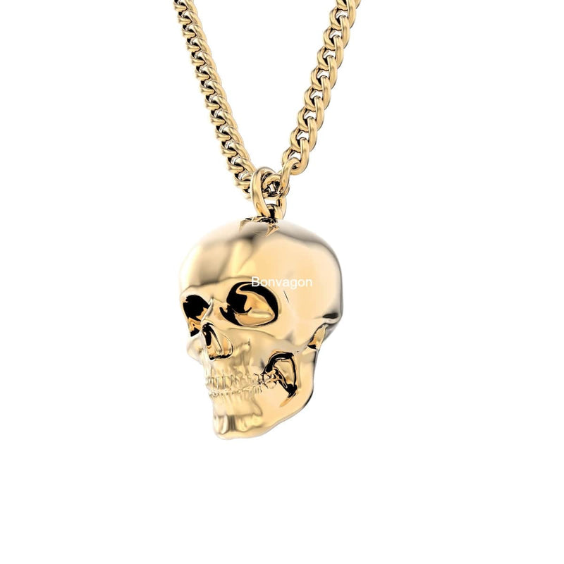 18 Ayar Altın Kaplama Skull Kolye 36-43cm