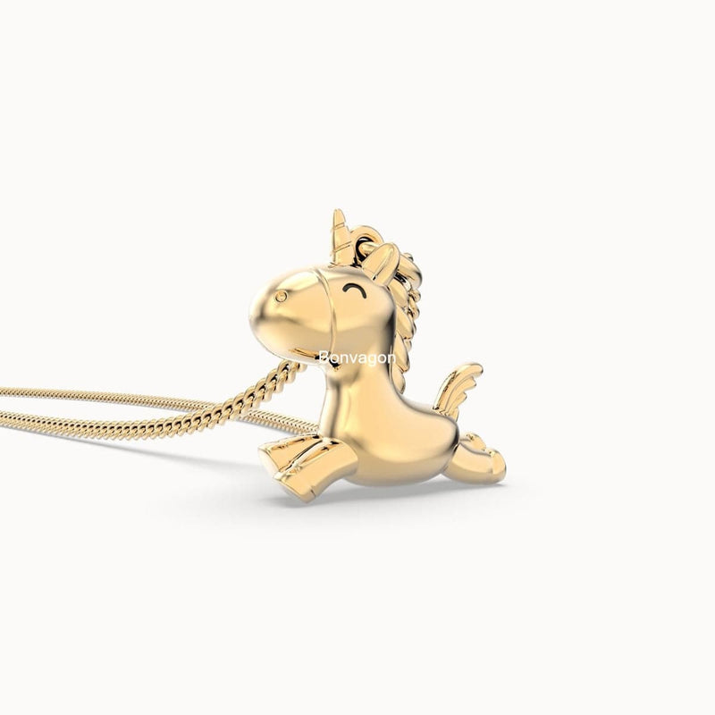 18 Ayar Altın Kaplama Uçan Unicorn Kolye 36-43cm Bonvagon