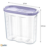 2 Kapaklı Ölçekli Erzak Kuru Gıda Saklama Kutusu Kabı - 1,7 Litre Bonvagon