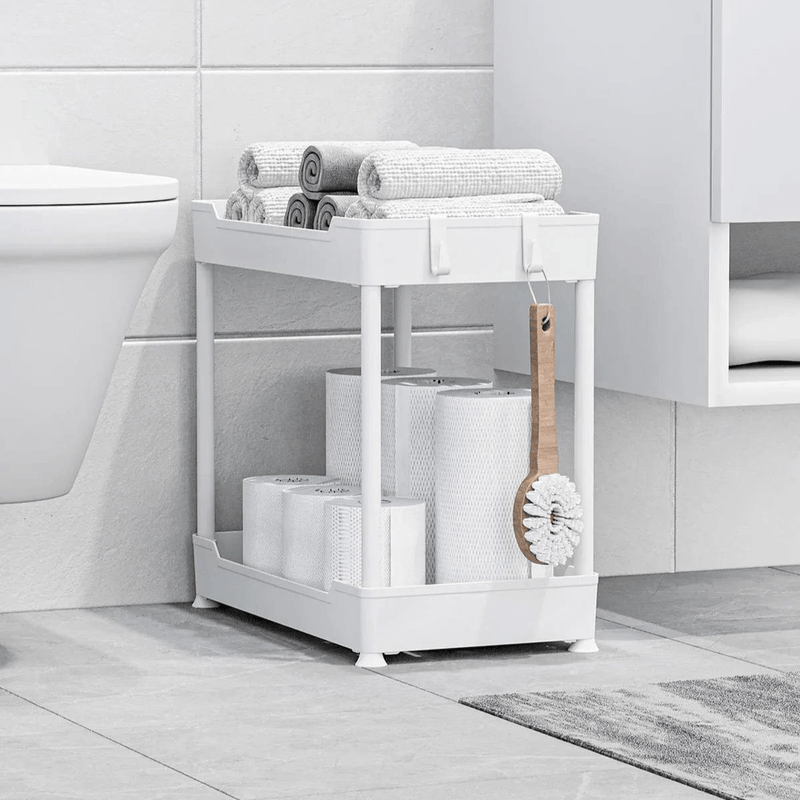 2 Katlı Evye Altı Düzenleyici Raf Beyaz Bonvagon