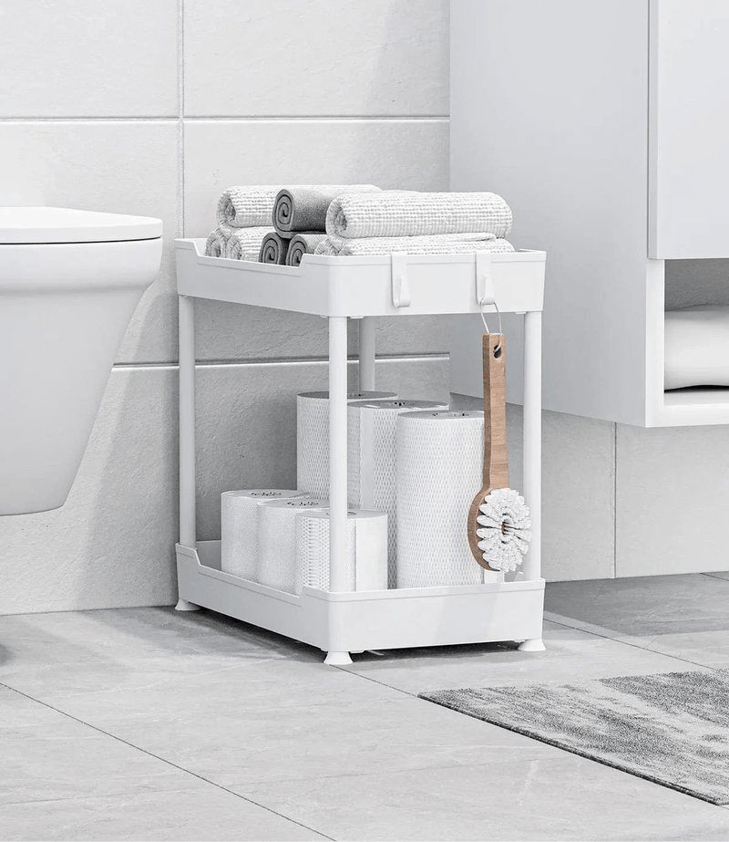 2 Katlı Evye Altı Düzenleyici Raf Beyaz Bonvagon