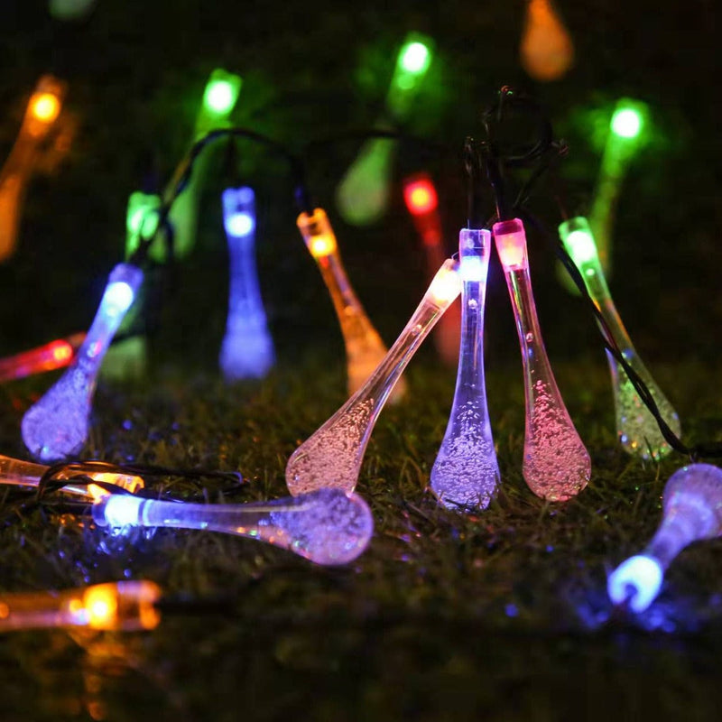 20 Ledli Damla RGB Renkli Solar Güneş Enerjlli Zincir Aydınlatma LED Lamba 5m 7 Mod 20W Bonvagon