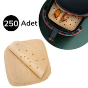 250 Adet Air Fryer Pişirme Kağıdı Tek Kullanımlık Hava Fritöz Yağ Geçirmez Yapışmaz Gıda Pişirme Kağıdı Delikli Kare Model Bonvagon