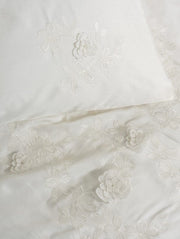 3 D Nakışlı çift Kişilik Saten Nevresim Takımı Chic Ekru Bonvagon