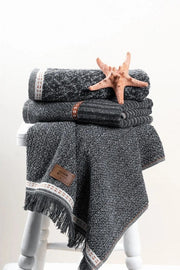 3'lü Jakarlı Havlu Seti Denim Antrasit 50x90 Bonvagon