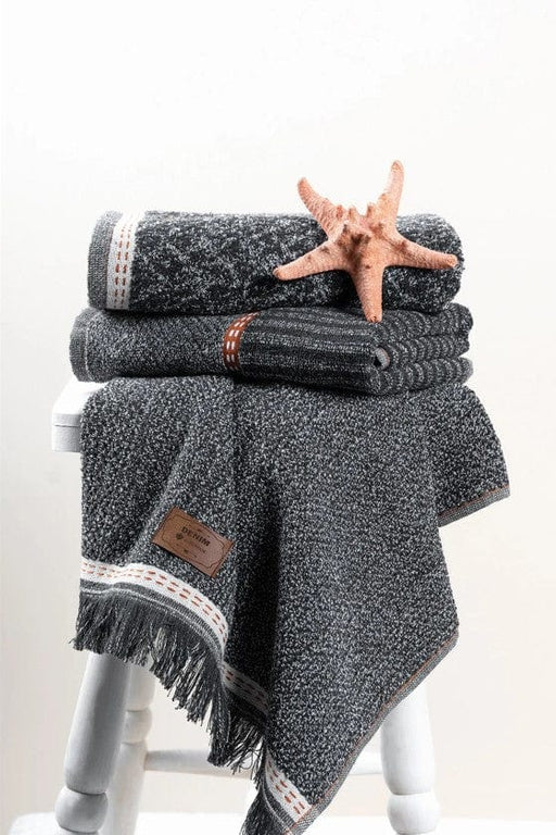 3'lü Jakarlı Havlu Seti Denim Antrasit 50x90 Bonvagon