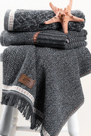 3'lü Jakarlı Havlu Seti Denim Antrasit 50x90 Bonvagon