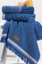 3'lü Jakarlı Havlu Seti Denim Mavi 50x90 Bonvagon