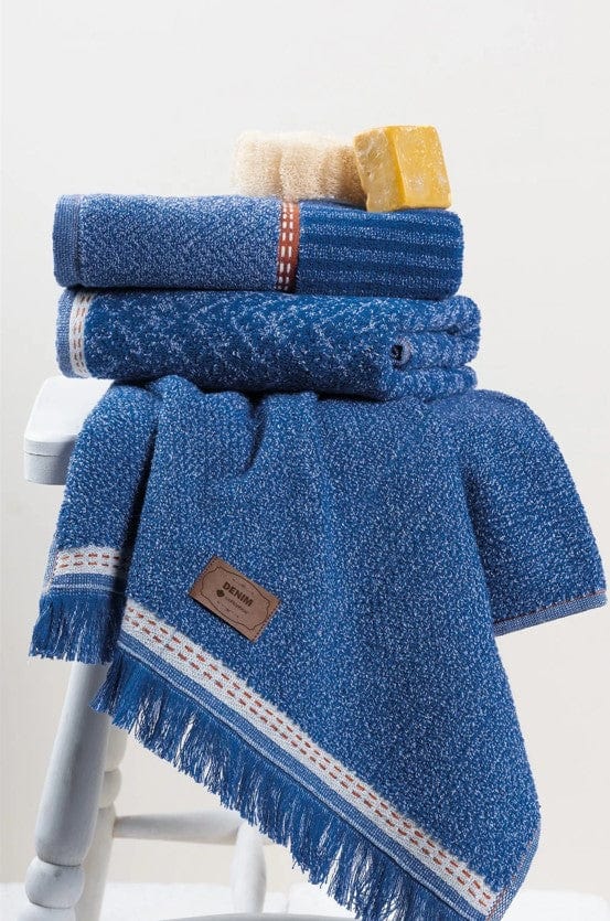 3'lü Jakarlı Havlu Seti Denim Mavi 50x90 Bonvagon