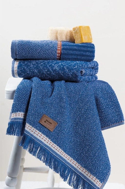 3'lü Jakarlı Havlu Seti Denim Mavi 50x90 Bonvagon