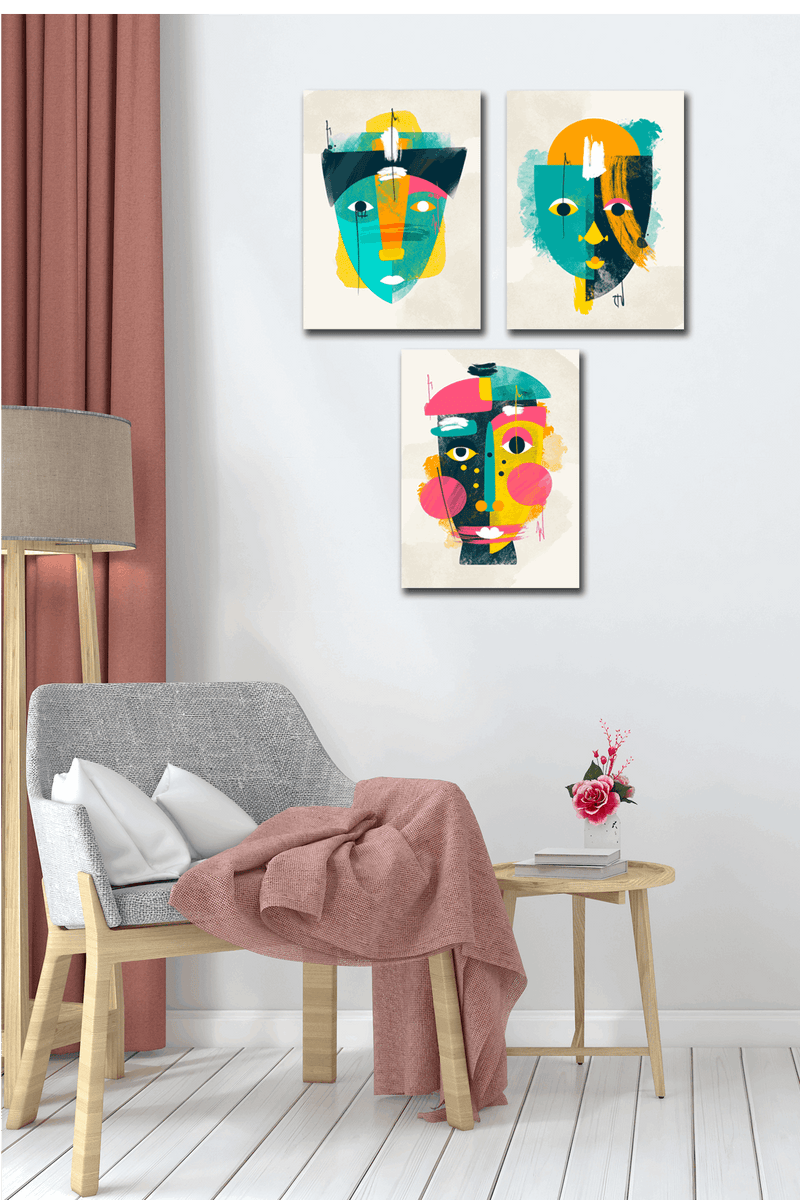 3 Parça Afrika Suliet Ahşap Tablo Seti Bonvagon