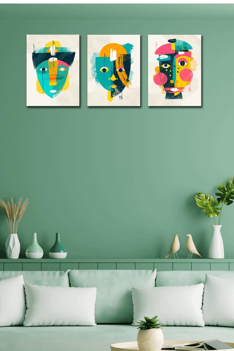 3 Parça Afrika Suliet Ahşap Tablo Seti Bonvagon